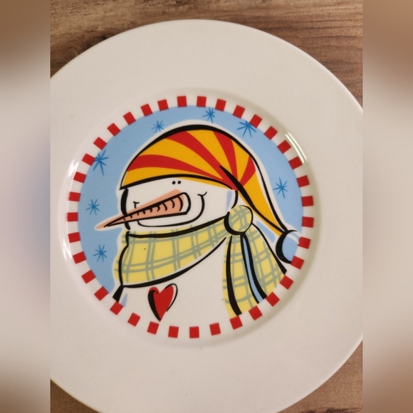 2/$30 Kathtryn Beich Snowman Dessert Appetizer Plates - Picture 7 of 9